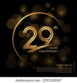 29th Anniversary logo design with double line numbers. Golden anniversary template. Vector Logo Template