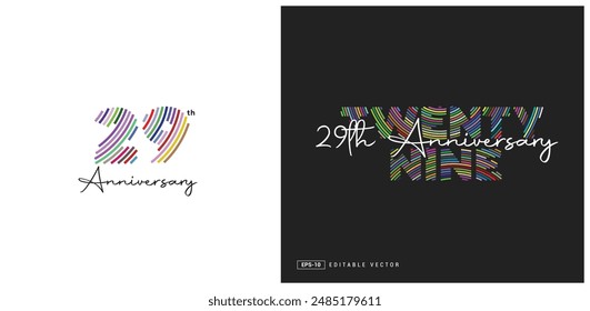 29th Anniversary Logo Design, Number 29 Vector Template.