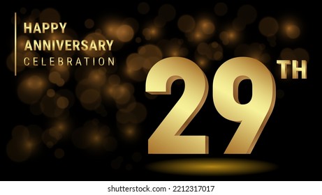 29th anniversary logo with gold color for booklets, leaflets, magazines, brochure posters, banners, web, invitations or greeting cards. Vector illustration.