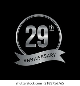 29th anniversary logo silver color for celebration event wedding greeting card invitation round tag