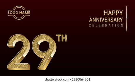 29th Anniversary template design concept with golden number. Vector Template