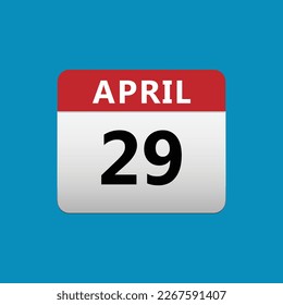 29th April calendar icon. April 29 calendar Date Month icon vector illustrator