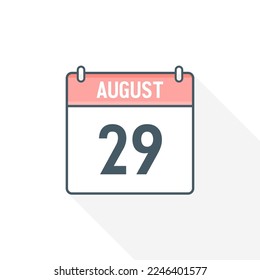 29th August calendar icon. August 29 calendar Date Month icon vector illustrator
