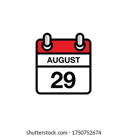 29th of August flat day of the month calendar icon. Date and time schedule concept. Vector illustration design