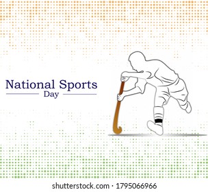 29th august,national sports day India,illustration of hockey player. National game of India -Hockey.