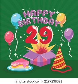 29th birthday greeting card template