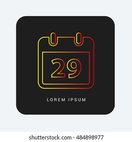 29th Calendar Red & Orange gradient attractive line thin icon / logo design