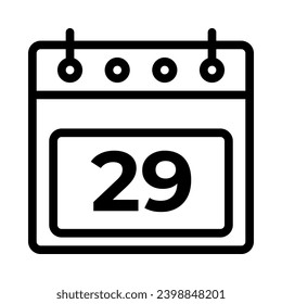 29th Daily Calendar Icon Vector. Outline Calendar Sign. vector illustration graphic