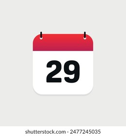29. Tag des Monats Kalender. Vektorgrafik-Symbol