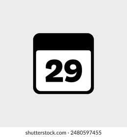 29th day of the month, minimalist calendar. Vector icon