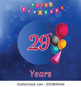 29th Happy Birthday Celebration Invitation Card Stock Vector (Royalty ...