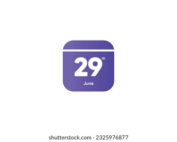 29th June calendar date month icon with gradient color, flat design style vector illustration