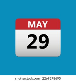 29th May calendar icon. May 29 calendar Date Month icon. Vector illustration