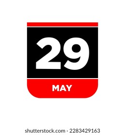 Icono vectorial del calendario 29 de mayo. 29 may. tipografía.