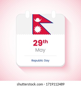 29th May, Republic day of Nepal. Elegant country national day calendar concept vector illustration.