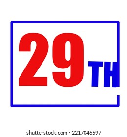 29th Ordinal Numbers counting vector art illustration with fantastic font and blue red color - 29th anniversary - happy birthday