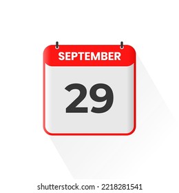 29th September calendar icon. September 29 calendar Date Month icon vector illustrator
