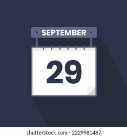 icono del calendario 29 de septiembre. 29 de septiembre calendario Fecha Mes Icono Ilustrador vectorial