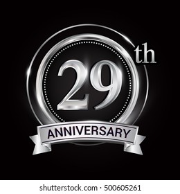 29th silver anniversary logo with ribbon and ring.