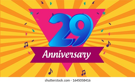 29th years anniversary celebration emblem. vector illustration template design for web, flyers, poster, greeting & invitation card