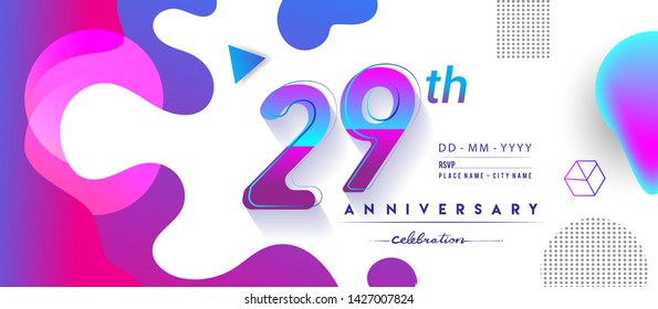 29th years anniversary logo, vector design birthday celebration with colorful geometric background and circles shape.