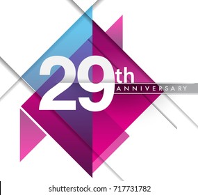 29th years anniversary logo, vector design birthday celebration with geometric isolated on white background.