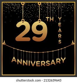 29th years anniversary, vector design for anniversary celebration with gold color on black background, simple and luxury design. logo vector template