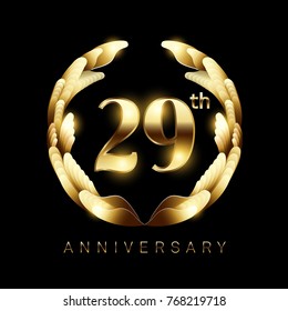 29th years golden anniversary logo celebration. Classic logo vector design for greeting card and invitation card.