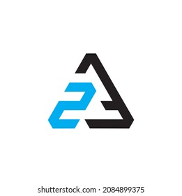 2A or A2 abstract monogram logo design vector templates in triangle shape 