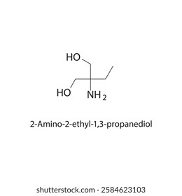 2-Amino-2-ethyl-1,3-propanediol skeletal structure.Amino alcohol compound schematic illustration. Simple diagram, chemical structure.