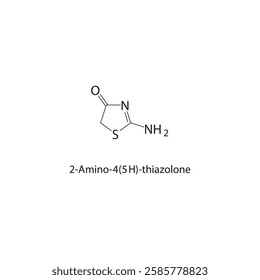 2-Amino-4(5H)-thiazolone skeletal structure.Thiazolone derivative compound schematic illustration. Simple diagram, chemical formula.