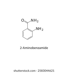 2-Aminobenzamide skeletal structure.Amide compound schematic illustration. Simple diagram, chemical structure.