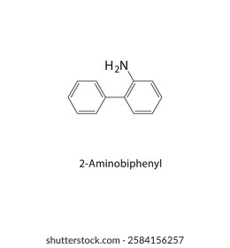 2-Aminobipheny skeletal structure.Aromatic amine compound schematic illustration. Simple diagram, chemical structure.