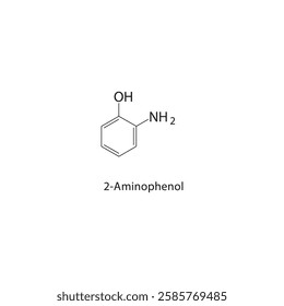 2-Aminophenol skeletal structure.Aminophenol derivative compound schematic illustration. Simple diagram, chemical formula.