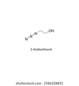 2-Azidoethanol skeletal structure.Azide compound schematic illustration. Simple diagram, chemical formula.