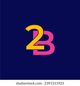 2B letter number monogram typography logo vector