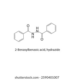 2-Benzoylbenzoic acid, hydrazide skeletal structure.Hydrazide compound schematic illustration. Simple diagram, chemical formula.