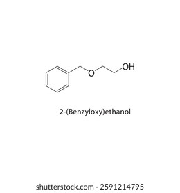 2-(Benzyloxy)ethanol skeletal structure.Ether Alcohol compound schematic illustration. Simple diagram, chemical formula.