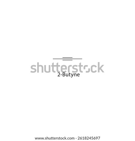 2-Butyne skeletal structure. Alkyne compound schematic illustration. Simple diagram, chemical formula.