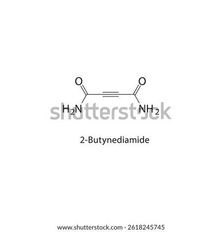 2-Butynediamide skeletal structure. Alkyne compound schematic illustration. Simple diagram, chemical formula.