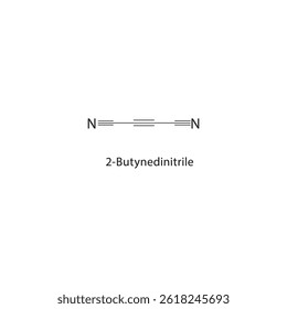 2-Butynedinitrile skeletal structure. Alkyne compound schematic illustration. Simple diagram, chemical formula.
