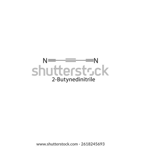 2-Butynedinitrile skeletal structure. Alkyne compound schematic illustration. Simple diagram, chemical formula.