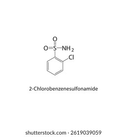 2-Chlorobenzenesulfonamide skeletal structure. Aromatic Sulfonamide compound schematic illustration. Simple diagram, chemical formula.
