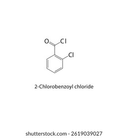 2-Chlorobenzoyl chloride skeletal structure. Aromatic Acid Chloride compound schematic illustration. Simple diagram, chemical formula.