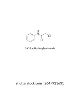Estrutura esquelética de 2-cloro-N-fenilacetamida Ilustração esquemática do composto de acetanilida halogenado. Diagrama simples, fórmula química.