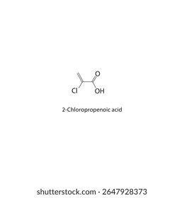 Estrutura esquelética do ácido 2-cloropropenóico Ilustração esquemática do composto ácido α,β-insaturado halogenado. Diagrama simples, fórmula química.