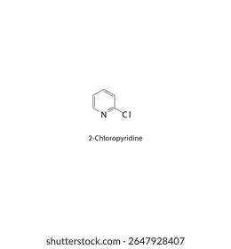 Estrutura esquelética da 2-cloropiridina Ilustração esquemática do composto de piridina halogenado. Diagrama simples, fórmula química.