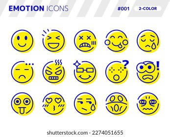 2-color style icon set related to emoion_001