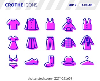 2-color style icon set related to clothe_012