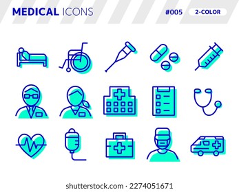 2-color style icon set related to medical_005